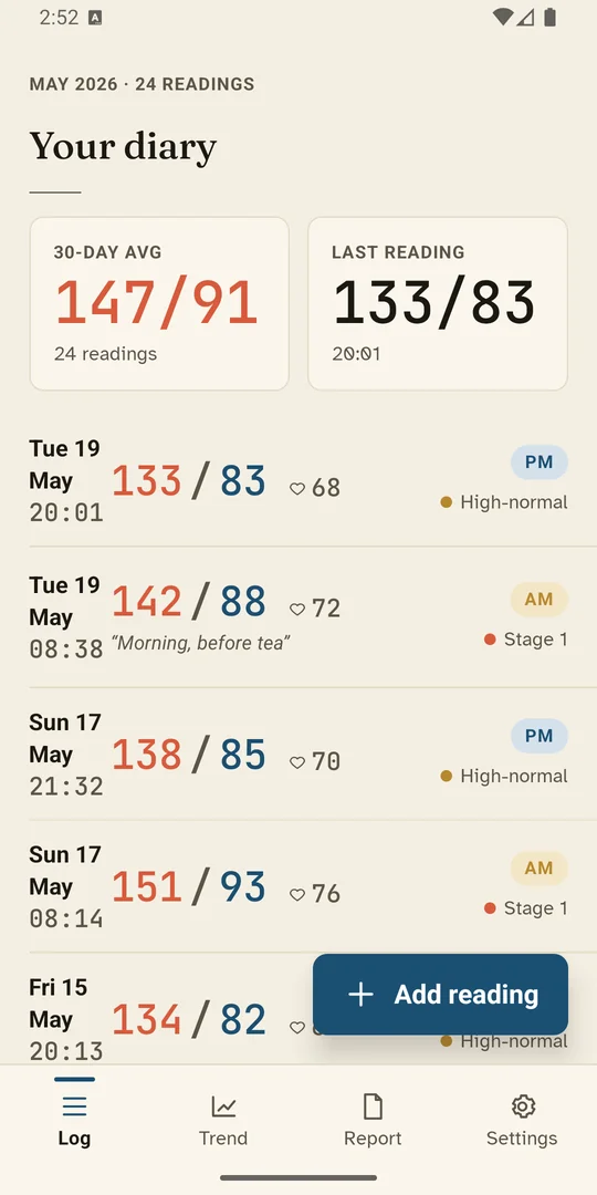 BPaper diary screen